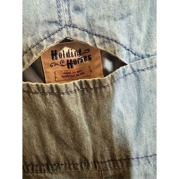 Anthropologie Holding Horses Denim Cutout Jumpsuit Size 6 - Picture 4 of 7